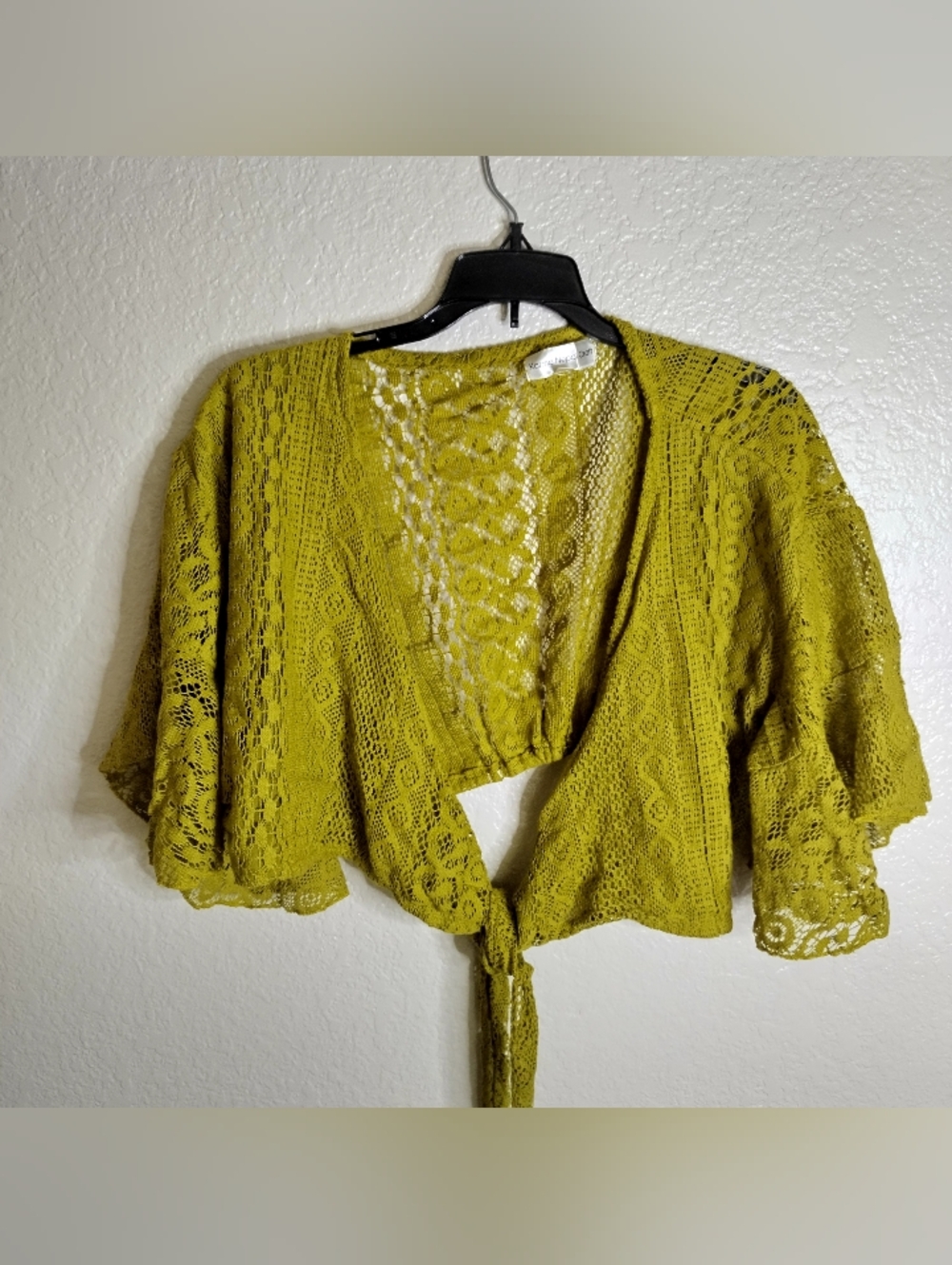 karma nepal craft Crop Wrap Lace Angle Sleeve blouse Sz OS
